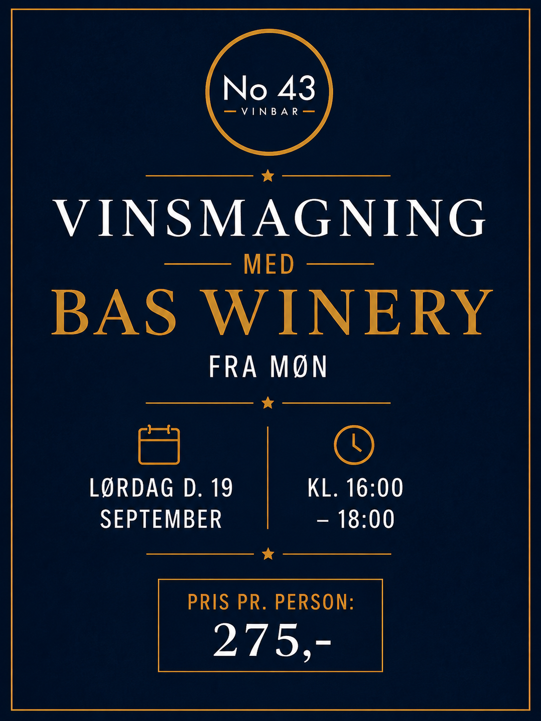 Vinsmagning med BAS Winery fra møn - 19. September kl.16:00